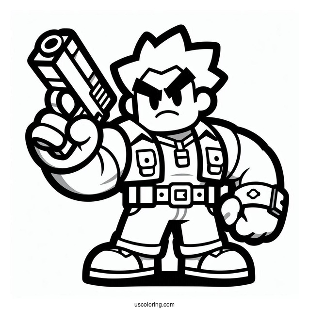 Brawl Stars Coloring Page Of Brock Holding Up Gun