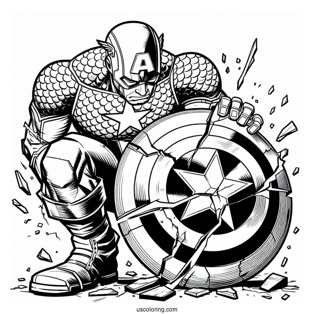Captain America With Broken Shield