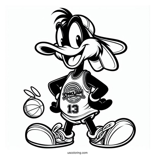 Daffy Duck Wearing Tune Squad Jersey