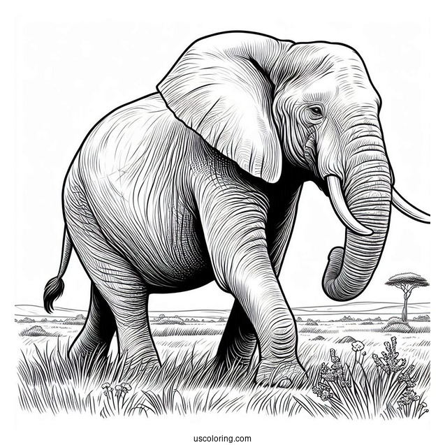 African Bush Elephant Walking On Plains