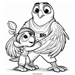 Rio Coloring Page Of Tulio Holding Rafael For Kids