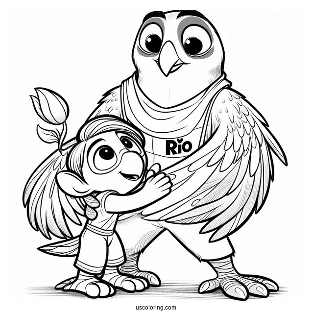 Rio Coloring Page Of Tulio Holding Rafael For Kids