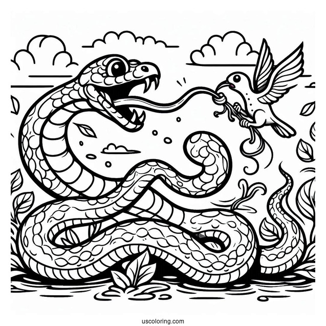 Coloring Page Of Snake Attacking Prey