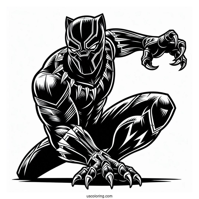 Black Panther With The Avengers Coloring Page