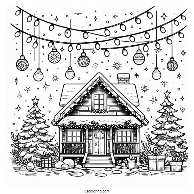 Christmas Lights On House To Color