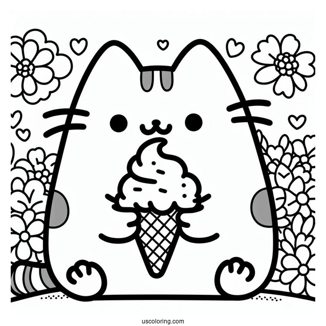 Pusheen Cat Eating Ice Cream
