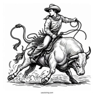 Rodeo Cowboy On Bull