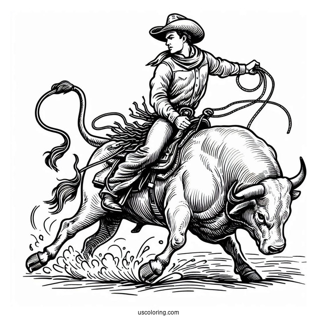 Rodeo Cowboy On Bull