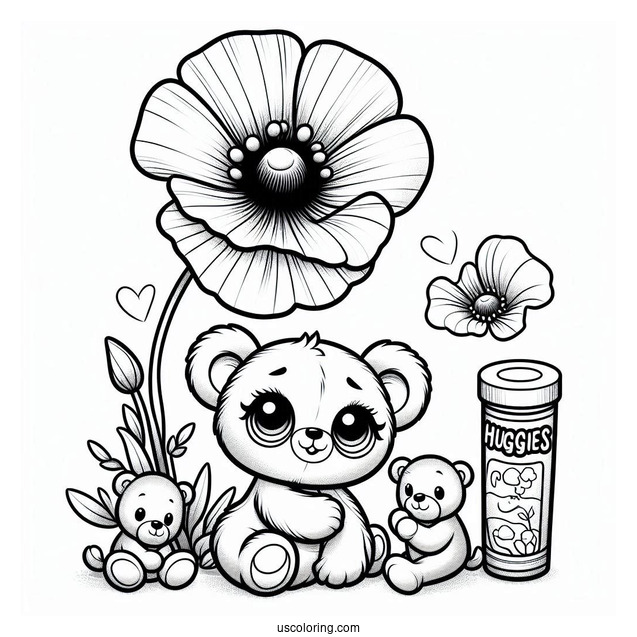 Poppy Playtime Coloring Page Of Poppy With Mini Huggies For Kids
