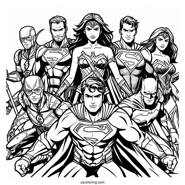 Justice League Coloring Page In Formation