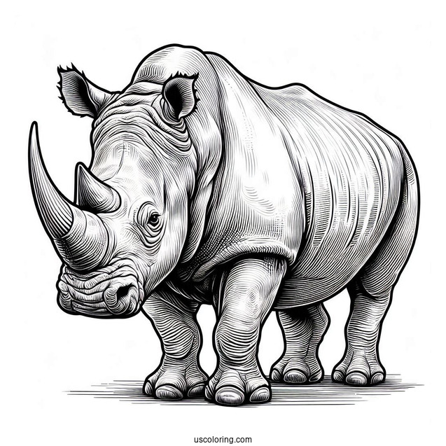 Detailed White Rhinoceros To Color