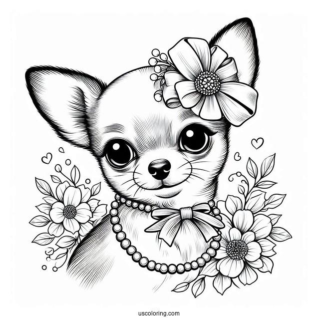 Chihuahua Coloring Page Wearing Accessories