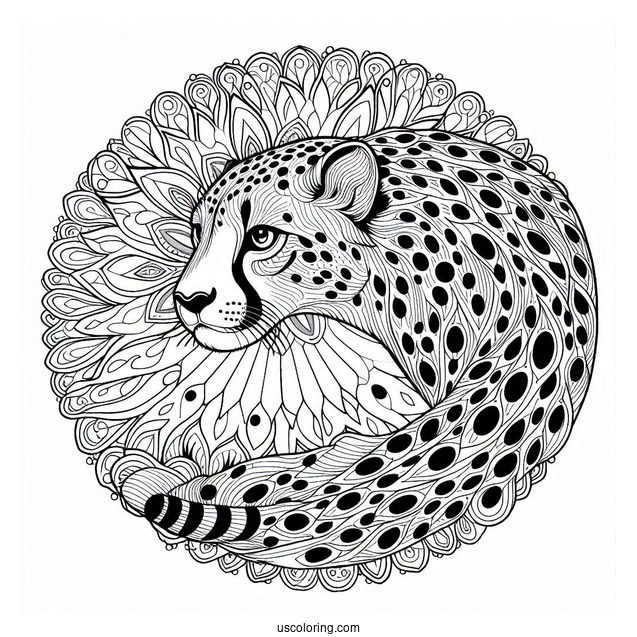 Cheetah Coloring Page Of Mandala