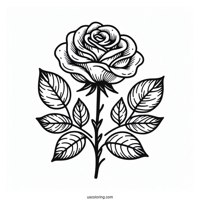 Rose Stem Coloring Sheet