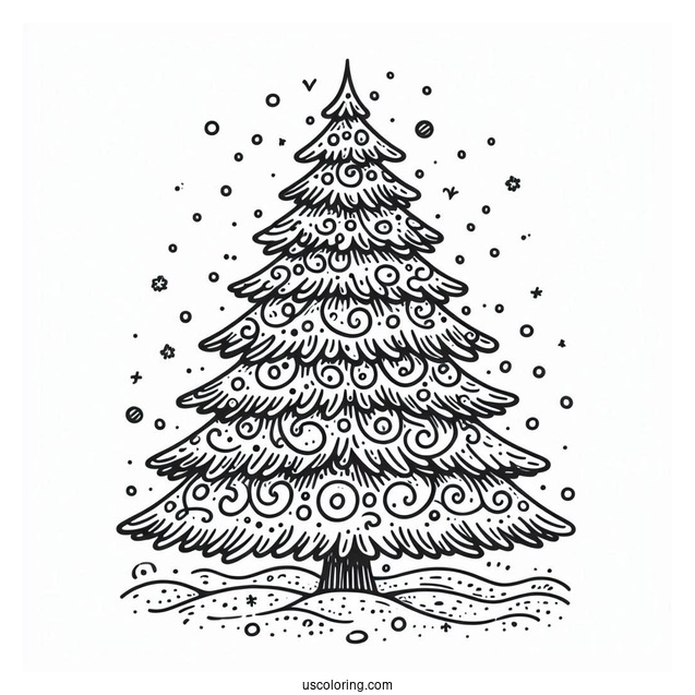 North Pole Christmas Tree Coloring Page