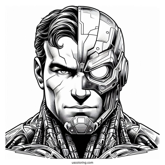 Justice League Coloring Page Of Detailed Cyborg Victor Stone
