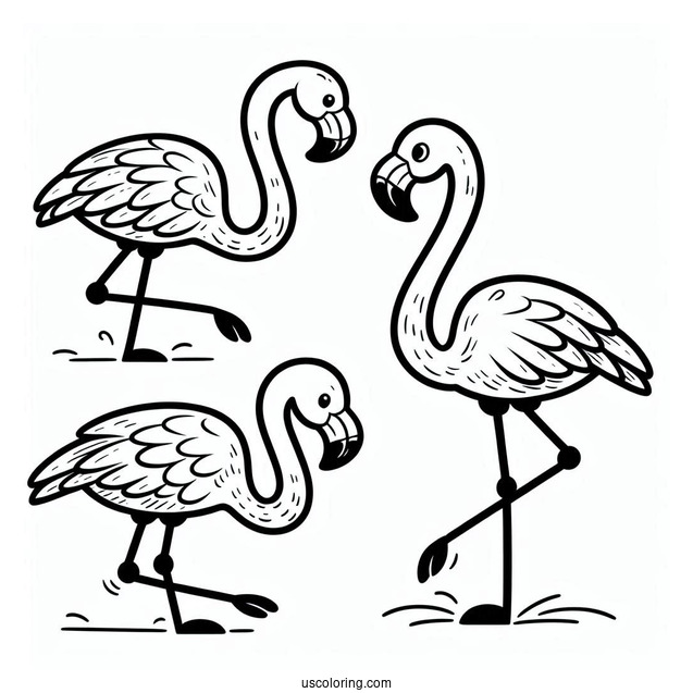 Easy Cartoon Flamingo To Color For Kids