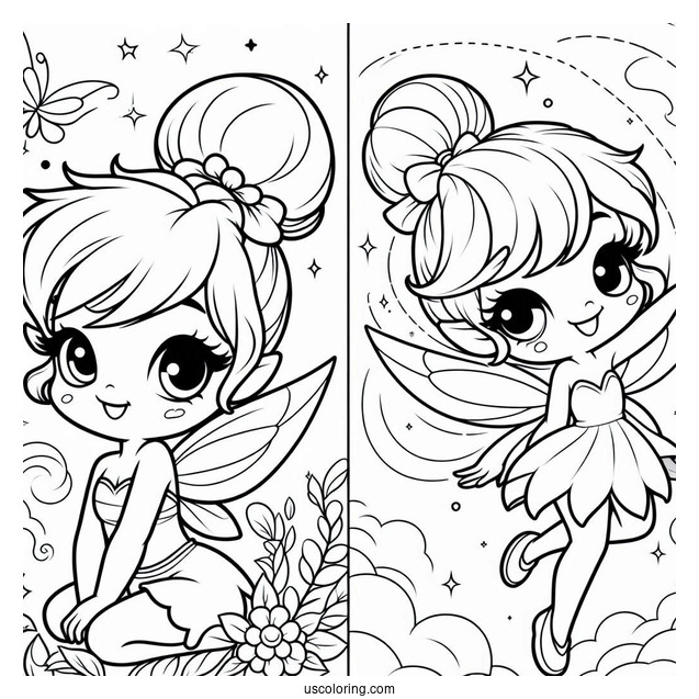 Kawaii Tinker Bell Coloring Sheet For Preschoolers