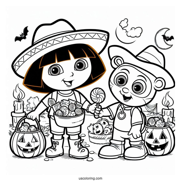 Dora And Boots Trick Or Treating For Halloween