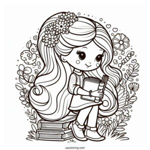 Polly Pocket Coloring Page Of Lila Draper Holding Books