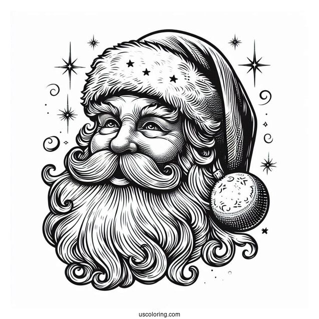Vintage Themed Santa Face Coloring Sheet