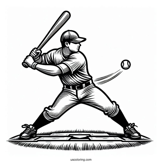 Baseball Batter Ready For a Pitch To Color