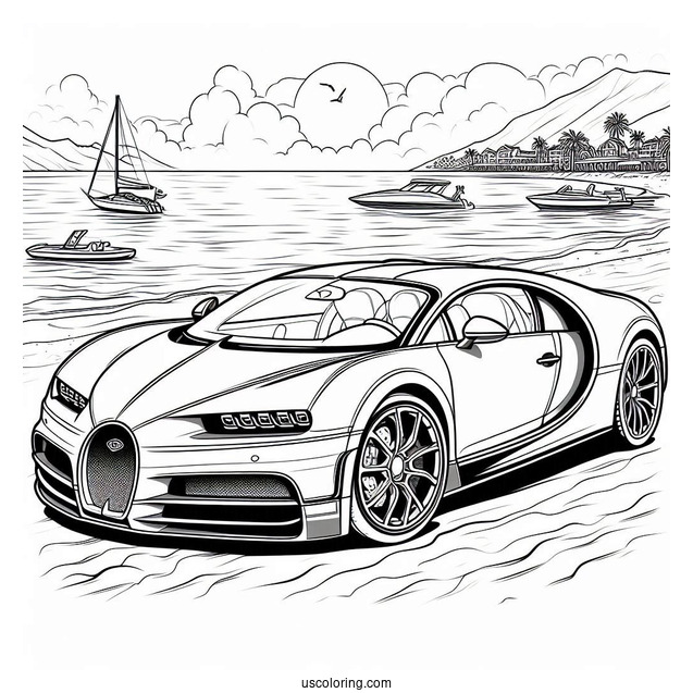 Bugatti Coloring Page Vision Gran Turismo At The Beach