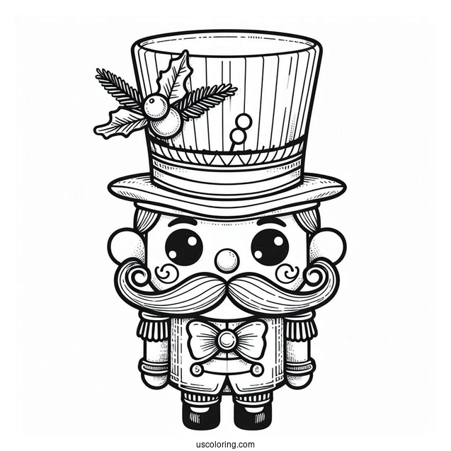 Cute Nutcracker Coloring Page With Top Hat And Mustache For Kids