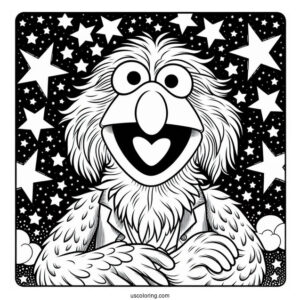 Muppets Coloring Page Of Sam Eagle With Starry Background
