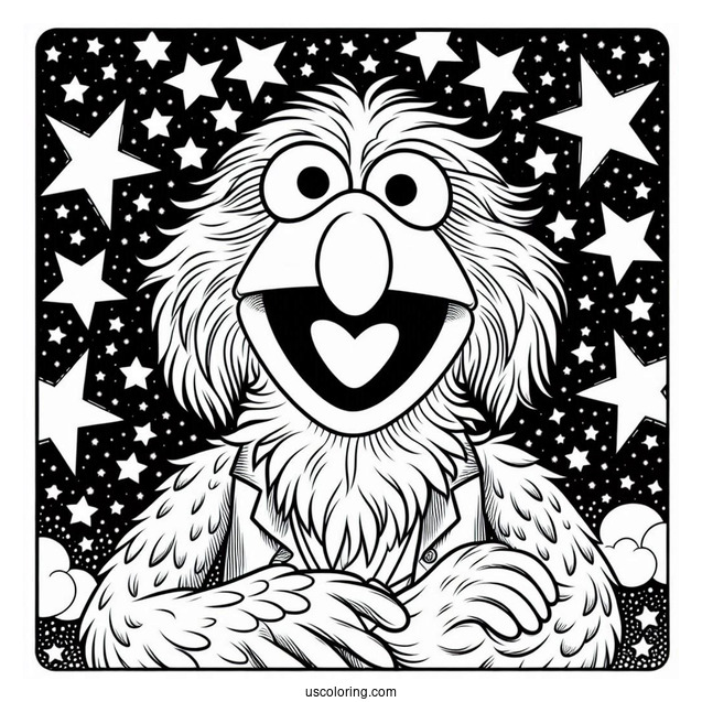 Muppets Coloring Page Of Sam Eagle With Starry Background