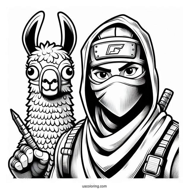 Fortnite Ninja With Llama Coloring In