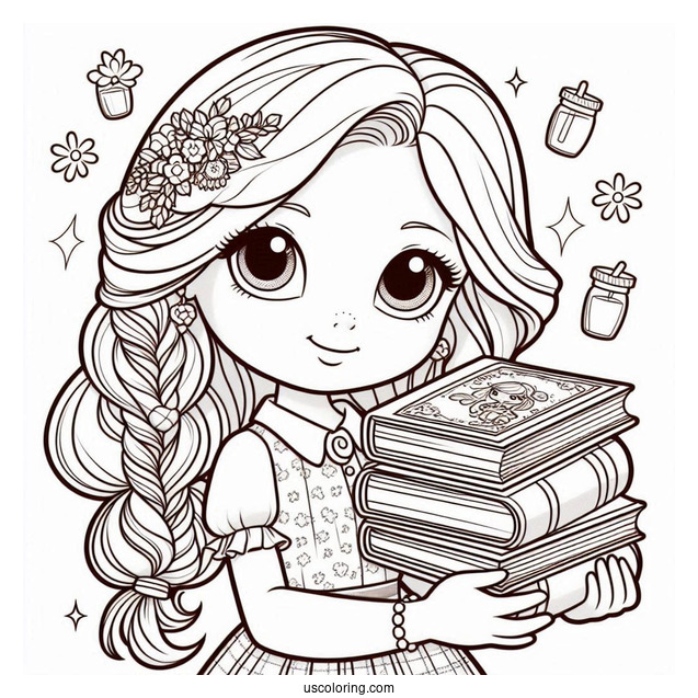 Polly Pocket Coloring Page Of Lila Draper Holding Books