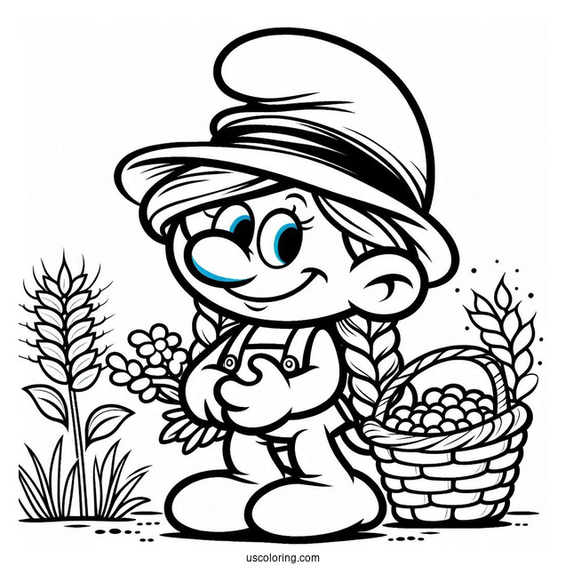 Cute Farmer Smurf Coloring Page