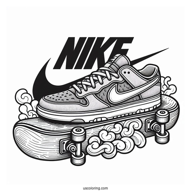 Nike Coloring Page Of SB Men s Bruin React On Skateboard
