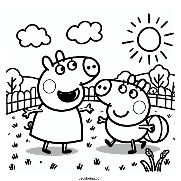 Peppa Pig Playing With Friend Outside