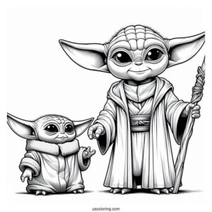 Detailed Coloring Sheet Of Din Djarin And Baby Yoda