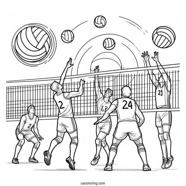 Volleyball Players Competing In The Olympics Coloring Page