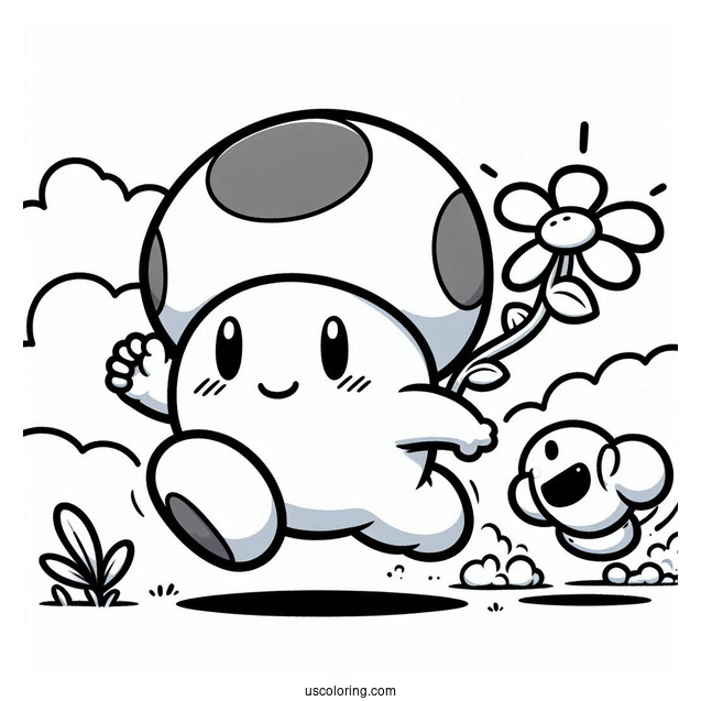 Shy Guy Coloring Page Running After Toad