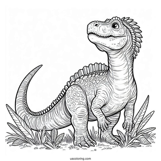 Scaly Spinosaurus Coloring Page Looking Up At The Sky