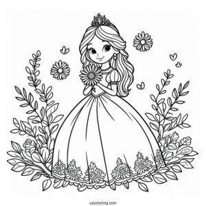 Simple Princess Daisy Coloring Page