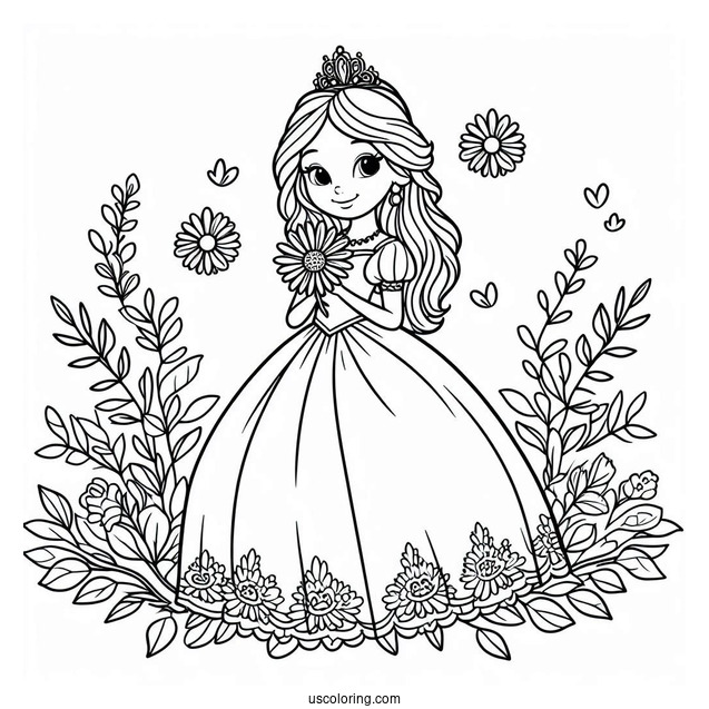 Simple Princess Daisy Coloring Page