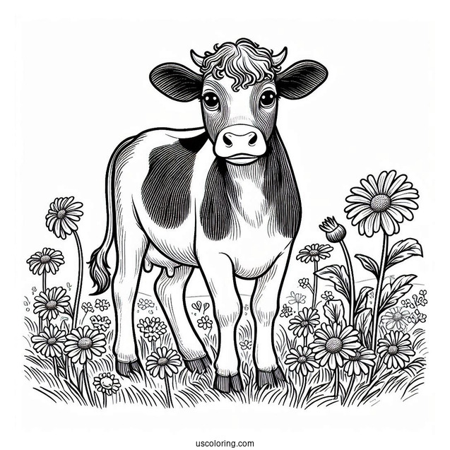 Daisy Cow Standing In Paddock Coloring Sheet