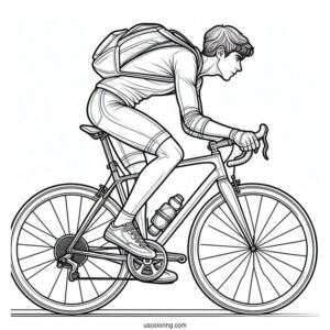 Man Racing On Bicycle Coloring Page