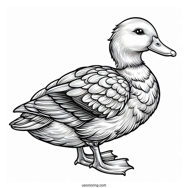 Realistic Coloring Page Of a Duck