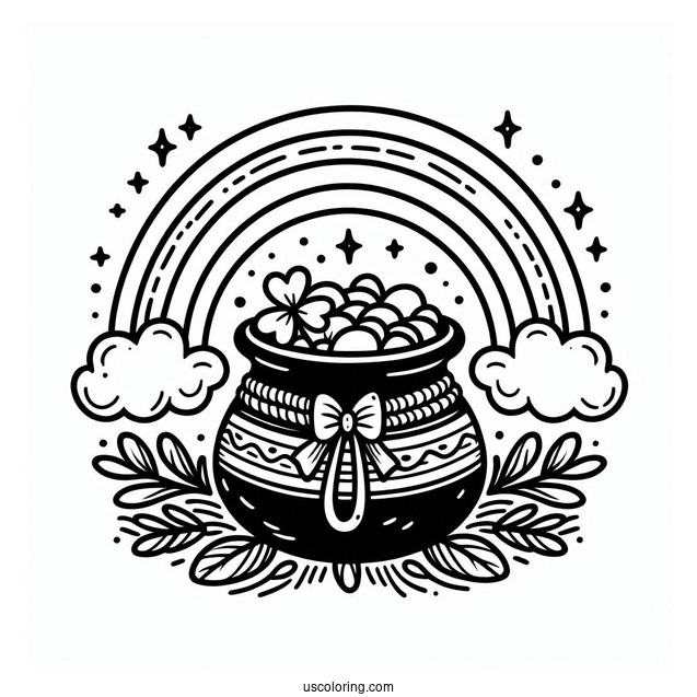 Simple Pot Of Gold At End Of The Rainbow For Kids