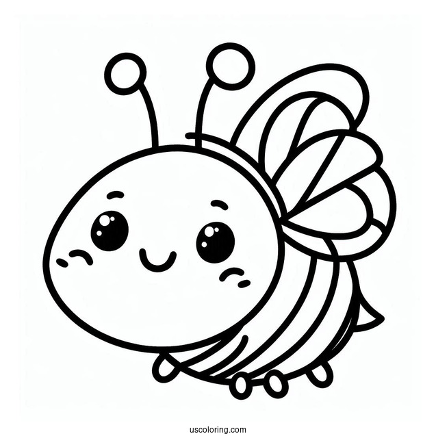 Easy Smiling Bee Coloring Page Outline For Kids