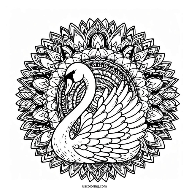 Swan Coloring Page Mandala