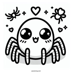Adorable Kawaii Spider Coloring Page