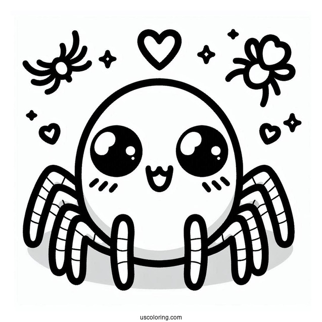 Adorable Kawaii Spider Coloring Page