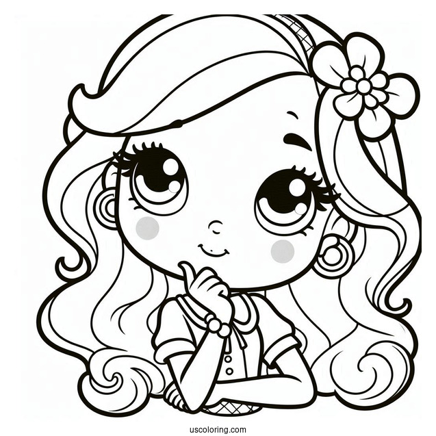Polly Pocket Coloring Page Thinking Pose
